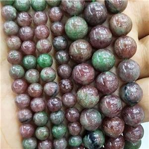 Natural Kashgar Garent Beads Green Red Smooth Round, approx 8mm dia
