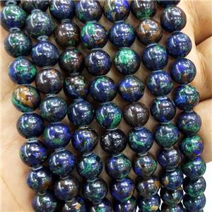 Blue Azurite Beads Smooth Round C-Grade, approx 4mm dia