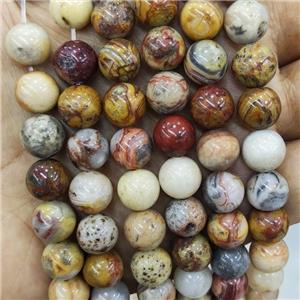 Natural Yellow Crazy Lace Agate Beads Smooth Round, approx 4mm dia