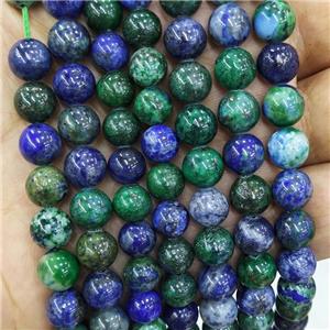 Azurite Beads Blue Green Dye Smooth Round, approx 4mm dia
