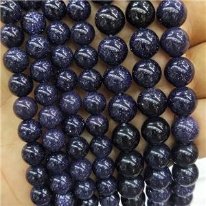 Blue Sandstone Beads Smooth Round, approx 8mm dia