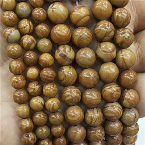 Natural Wood Grain Jasper Beads Smooth Round, approx 4mm dia