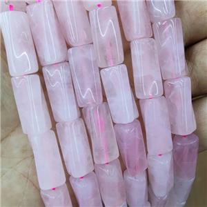 Natural Pink Rose Quartz Beads Twist Tube, approx 10-20mm, 22pcs per st