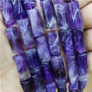 Natural Purple Amethyst Beads Twist Tube, approx 10-20mm, 22pcs per st