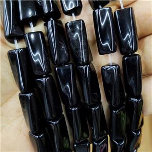 Natural Black Onyx Agate Beads Twist Tube, approx 10-20mm, 22pcs per st