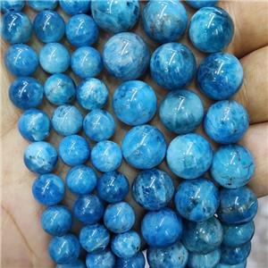 Natural Apatite Beads Blue Smooth Round, approx 8mm dia