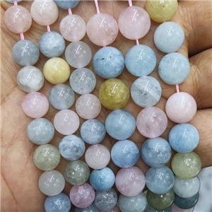 Natural Morganite Beads Multicolor Smooth Round, approx 12mm dia