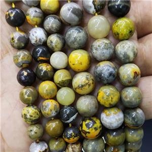 Natural Indonesia Bumblebee Jasper Beads Yellow Smooth Round, approx 8mm dia