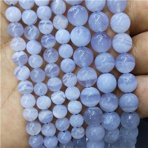 Natural Blue Lace Agate Beads Smooth Round, approx 6mm dia