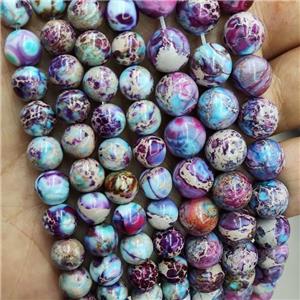 Imperial Jasper Beads Blue Purple Smooth Round, approx 10mm dia