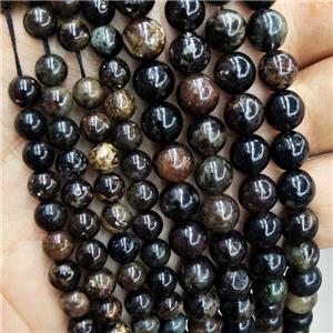 Natural Phlogopite Beads Smooth Round Black B-Grade, approx 6mm dia