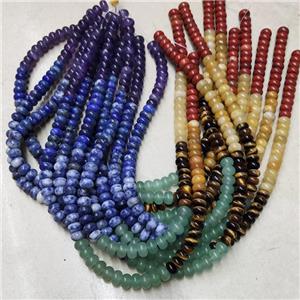 Natural Gemstone Chakra Beads Mixed Smooth Rondelle, approx 8mm