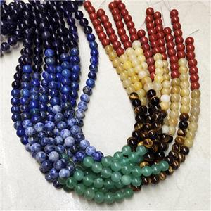Natural Gemstone Chakra Beads Mixed Smooth Round, approx 10mm dia