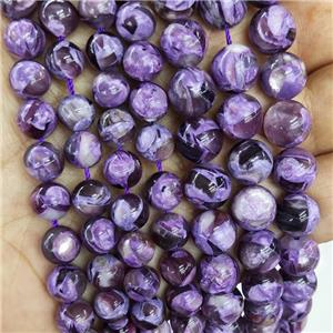 Natural Peruvian Lepidolite Beads Purple Dye Smooth Round, approx 8mm