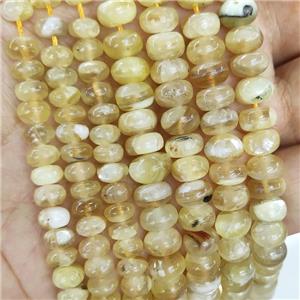 Natural Peruvian Lepidolite Beads Yellow Dye Smooth Rondelle, approx 10mm