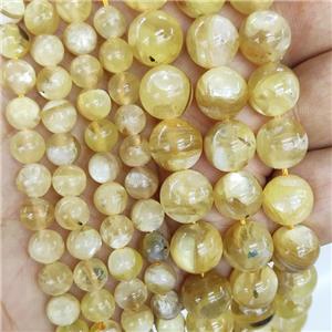 Natural Peruvian Lepidolite Beads Yellow Dye Smooth Round, approx 6mm