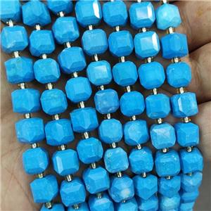 Blue Magnesite Turquoise Cube Beads Dye Faceted, approx 8-10mm