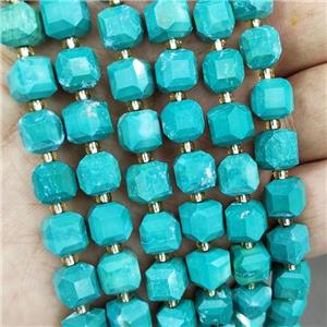 Green Magnesite Turquoise Cube Beads Dye Faceted, approx 8-10mm