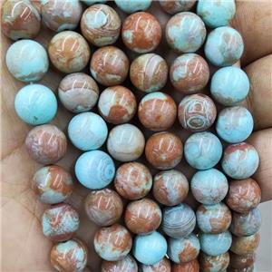 Natural Agate Beads Coffee Blue Dye Smooth Round, approx 10mm dia