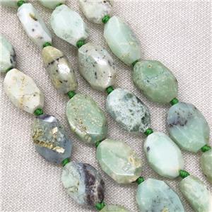 Natural Green Opal Beads Faceted Oval, approx 18-25mm