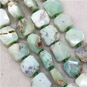 Natural Green Opal Beads Faceted Square, approx 15-18mm