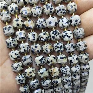 Natural Black Dalmatian Jasper Beads Faceted Cube, approx 8-9mm