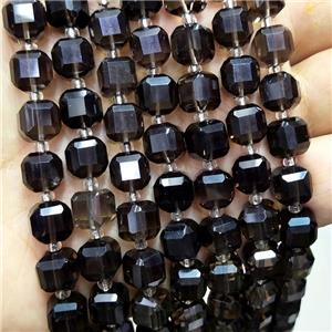 Smoky Quartz Beads Faceted Cube, approx 8-9mm