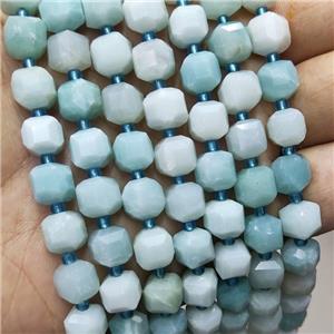 Natural Blue Amazonite Beads Faceted Cube, approx 8-9mm