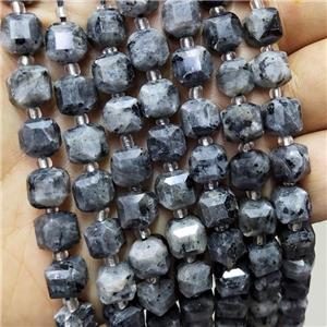 Natural Black Labradorite Beads Larvikite Faceted Cube, approx 8-9mm