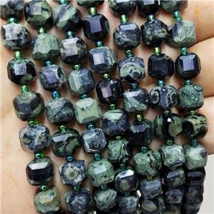 Natural Kambaba Jasper Beads Faceted Cube Green, approx 8-9mm