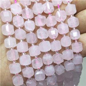 Natural Pink Rose Quartz Beads Faceted Cube, approx 8-9mm