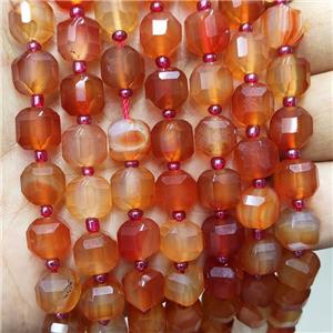 Red Agate Beads Faceted Cube Dye, approx 8-9mm