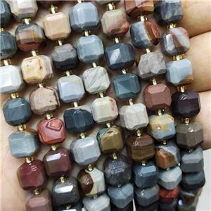 Natural Ocean Jasper Beads Faceted Cube Multicolor, approx 8-9mm