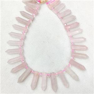 Natural Pink Rose Quartz Bullet Beads, approx 8-30mm