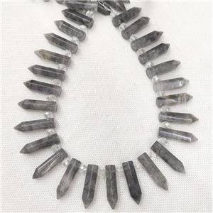 Natural Gray Cloudy Quartz Bullet Beads, approx 8-30mm