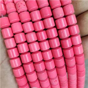 Pink Oxidative Agate Tube Beads, approx 8mm