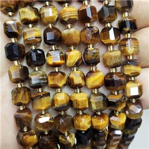 Natural Tiger Eye Stone Beads Faceted Cube, approx 8-9mm