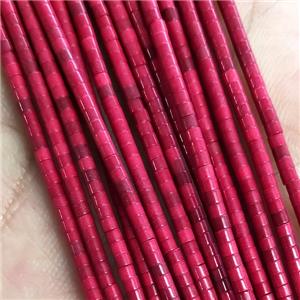 Red Oxidative Agate Tube Beads, approx 1x2mm