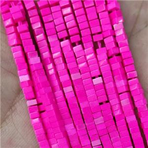 Pink Oxidative Agate Square Beads, approx 1x2mm