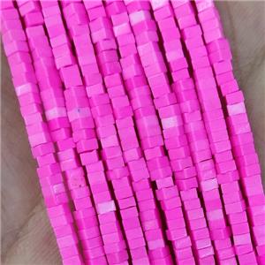 Hotpink Oxidative Agate Square Beads, approx 1x2mm