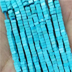 Blue Oxidative Agate Square Beads, approx 1x2mm