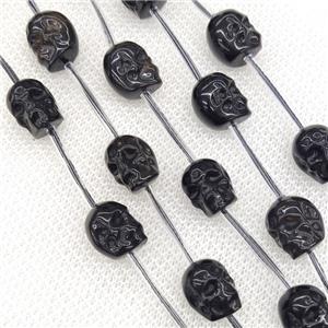 Natural Black Obsidian Skull Beads Carved, approx 9-12mm, 12pcs per st