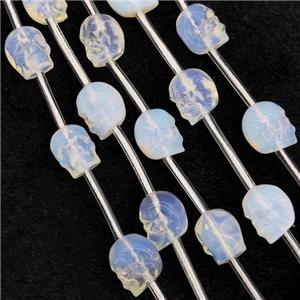 White Opalite Skull Beads Carved, approx 9-12mm, 12pcs per st
