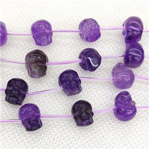 Natural Purple Amethyst Skull Beads Carved, approx 9-12mm, 12pcs per st