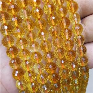 Natural Citrine Beads Yellow Heat Treated Faceted Round, approx 10mm dia