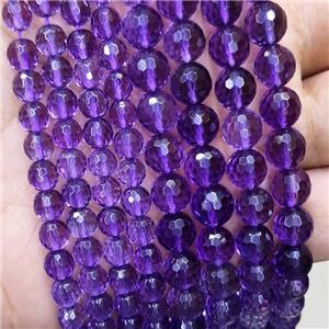 Natural Purple Amethyst Beads Heat Treated Faceted Round, approx 6mm dia