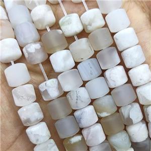 Natural Cherry Agate Tube Beads Sakura White Matte, approx 8mm
