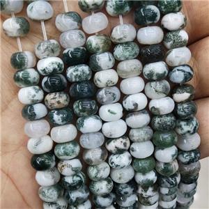 Green Tree Agate Rondelle Beads Smooth, approx 8mm