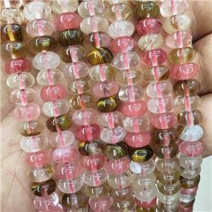 Synthetic Quartz Beads Tigerskin Smooth Rondelle, approx 8mm