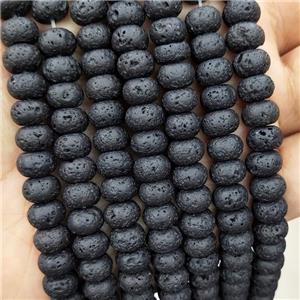 Black Lava Rock Stone Beads Smooth Rondelle, approx 8mm
